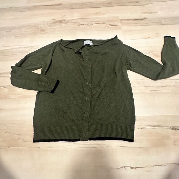 M By Michael Stars Size 1 S/M Cardigan Sweater Cotton Blend Knit Green - Picture 1 of 9